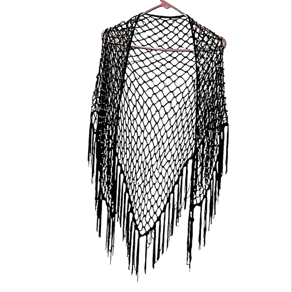 BEADED LACE SHAWL WOMENS small/ medium - Picture 2 of 3